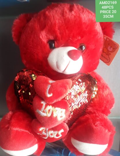 BEAR W HEART 35CM RPB (48PCS)