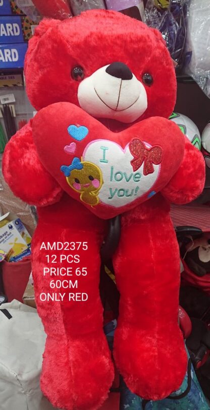 BEAR W/HEART 60CM ONLY RED(12PCS)