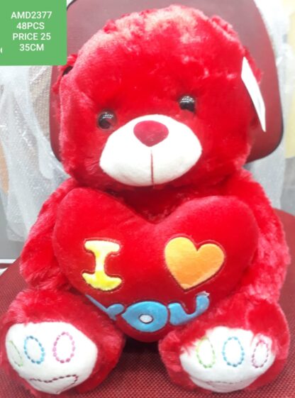 BEAR W/HEART 35CM ONLY RED COLOR (48PCS)